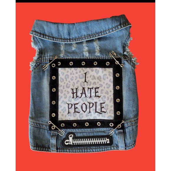 Studded denim dog battle vest, custom studded denim, punk rock dog, rocker dog, - Picture 2 of 2